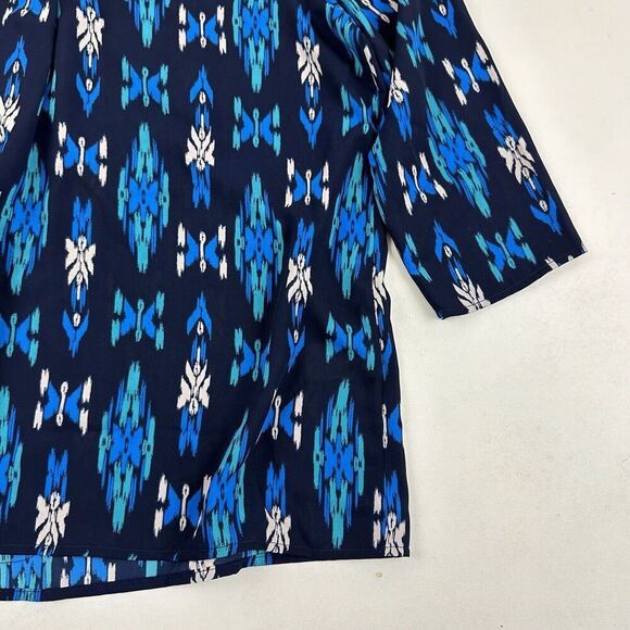 Everly Blue Semi-Sheer Chiffon 3/4 Sleeve Blouse V-Neck 100% Polyester Size M - Picture 6 of 8